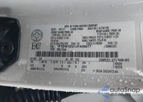 2018 Ford F-150 Limited from USA, damaged, VIN 1FTEW1EG1JFA50677